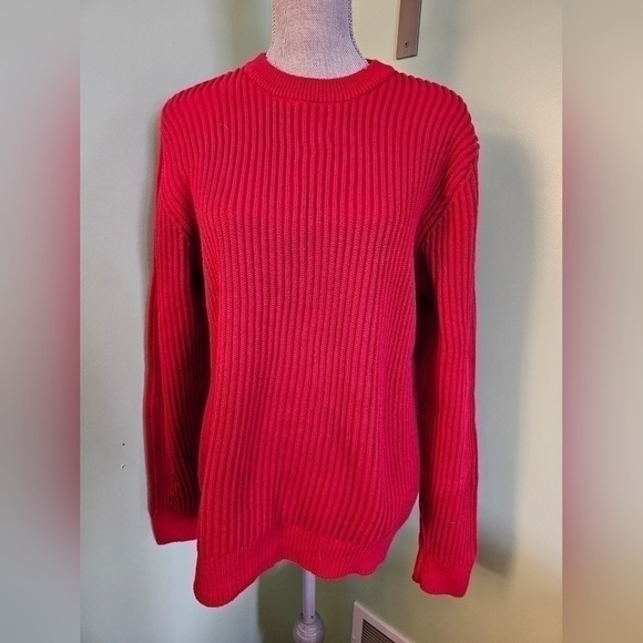 LL Bean red Ribbed Sweater